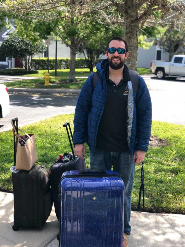 Standing with luggage